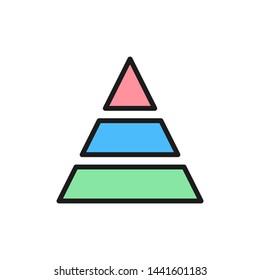 Triangular graph flat color icon.