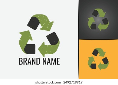 Triangular green Eco Arrows Recycle logo icon, Earth Day, Environment day, Ecology concept 