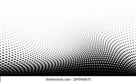 Triangular halftone background. Geometrical black and white card. Vector illustration.