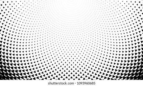 Triangular halftone background. Geometrical black and white card. Vector illustration.