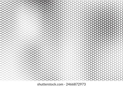 Triangular halftone background. Vector geometric technology abstract background. Halftone triangles retro pattern. Minimal 80s style dynamic tech geometric pattern. 