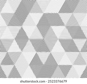 Triangular halftone background. Vector geometric technology abstract background. Halftone triangles retro pattern. Minimal 80s style dynamic tech geometric pattern.