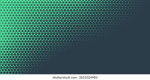 Vetor de gradiente de meio-tom triangular Velocidade dinâmica Eye Catching Texture. Moderno Padrão Energético Conceitual Turquesa Abstrato Fundo. Efeito de velocidade impressionante Abstração azul verde papel de parede