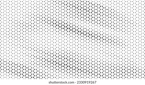 Triangular Halftone Texture Retro wave Vector Geometric Technology Abstract Background. Half Tone Triangles Retro Colored Pattern. Minimal 80s Style Dynamic Tech Structure Wallpaper.