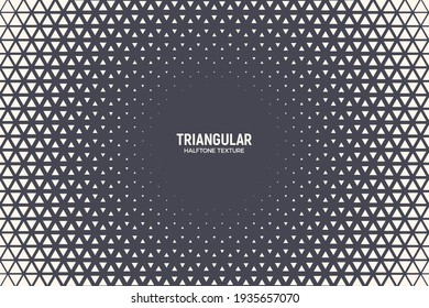 Triangular Halftone Texture Vector Geometric Technology Abstract Background. Half Tone Triangles Retro Colored Pattern. Minimal 80s Style Dynamic Tech Structure Wallpaper