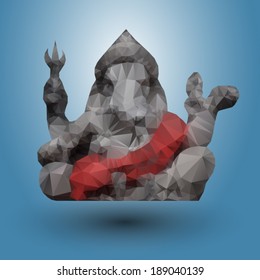 Triangular Hindu God Ganesha, illustration vector.