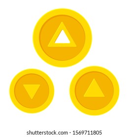 Triangular hole golden coin. Flat icon isolated on white background. Vector illustration  svg