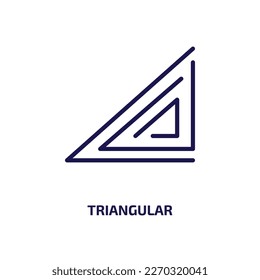 triangular icon from user interface collection. Thin linear triangular, label, stamp outline icon isolated on white background. Line vector triangular sign, symbol for web and mobile