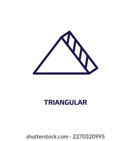 triangular icon from user interface collection. Thin linear triangular, triangle, app outline icon isolated on white background. Line vector triangular sign, symbol for web and mobile