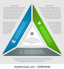 Triangular infographic lines, options and icons, modern design, can be used for diagram, design of website, step up options, web template, illustration.