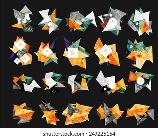 Triangular infographics templates, modern abstract symbols