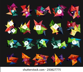 Plantillas de infografía triangular, símbolos abstractos modernos