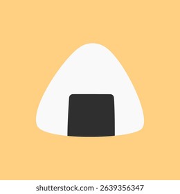 A triangular Japanese rice ball with seaweed wrap or onigiri, rendered in clean flat style. Ideal for sushi apps, bento icons, or Japanese cuisine.