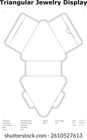 Triangular Jewelry Display Template Die Cut Layout White Cardboard Vector