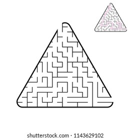 Triangular labyrinth. An interesting and useful game for children. A simple flat vector illustration on a white background. With the decision