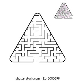 Triangular labyrinth. An interesting and useful game for children. A simple flat vector illustration on a white background. With the decision