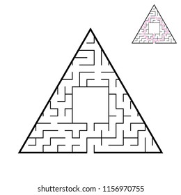 Triangular labyrinth. An interesting and useful game for children. A simple flat vector illustration on a white background. With the decision