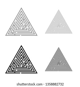 Triangular labyrinth.  Maze conundrum.  Labyrinth conundrum icon set. black color vector illustration flat style simple image