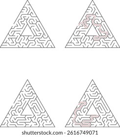 Triangular Labyrinth Puzzle With Solution Concept For Problem Solving And Strategic Thinking