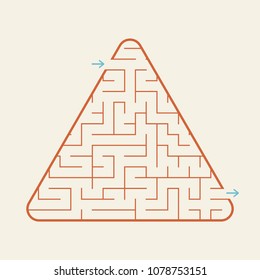 Triangular labyrinth. A simple flat vector illustration isolated on a pink background