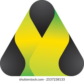 Triangular LOGO simple vector illustrations with green yellow gradient