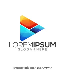 A triangular logo that is colorful and stylish