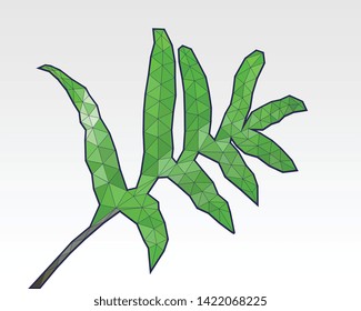Triangular Low Poly Fern Leaf Vector Illustration