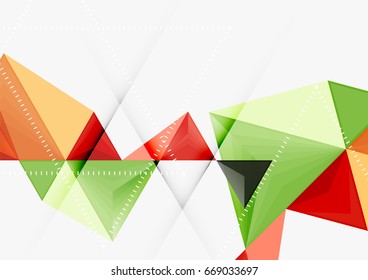 Triangular low poly vector a4 size geometric abstract template. Multicolored triangles on light background, futuristic techno or business design