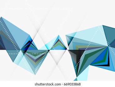 Triangular low poly vector a4 size geometric abstract template. Multicolored triangles on light background, futuristic techno or business design