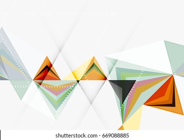 Triangular low poly vector a4 size geometric abstract template. Multicolored triangles on light background, futuristic techno or business design