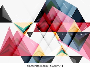 Triangular low poly vector a4 size geometric abstract template. Multicolored triangles on light background, futuristic techno or business design