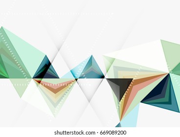Triangular low poly vector a4 size geometric abstract template. Multicolored triangles on light background, futuristic techno or business design