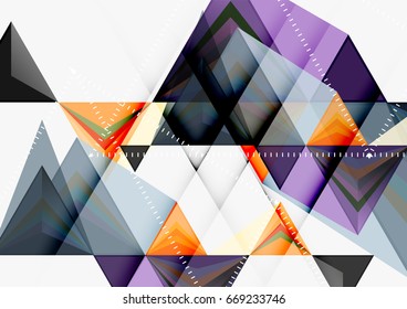 Triangular low poly vector a4 size geometric abstract template. Multicolored triangles on light background, futuristic techno or business design