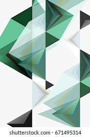Triangular low poly vector a4 size geometric abstract template. Multicolored triangles on light background, futuristic techno or business design