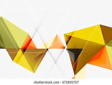 Triangular low poly vector a4 size geometric abstract template. Multicolored triangles on light background, futuristic techno or business design