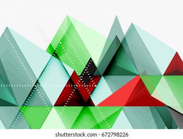 Triangular low poly vector a4 size geometric abstract template. Multicolored triangles on light background, futuristic techno or business design