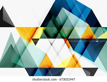 Triangular low poly vector a4 size geometric abstract template. Multicolored triangles on light background, futuristic techno or business design