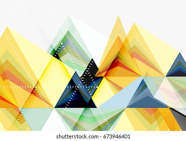 Triangular low poly vector a4 size geometric abstract template. Multicolored triangles on light background, futuristic techno or business design