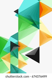 Triangular low poly vector a4 size geometric abstract template. Multicolored triangles on light background, futuristic techno or business design