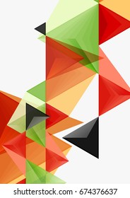 Triangular low poly vector a4 size geometric abstract template. Multicolored triangles on light background, futuristic techno or business design