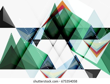 Triangular low poly vector a4 size geometric abstract template. Multicolored triangles on light background, futuristic techno or business design