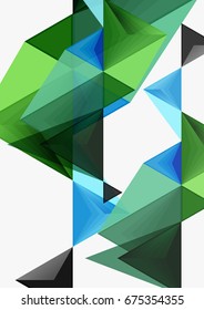 Triangular low poly vector a4 size geometric abstract template. Multicolored triangles on light background, futuristic techno or business design