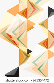 Triangular low poly vector a4 size geometric abstract template. Multicolored triangles on light background, futuristic techno or business design