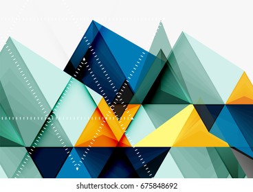 Triangular low poly vector a4 size geometric abstract template. Multicolored triangles on light background, futuristic techno or business design