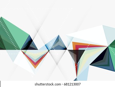 Triangular low poly vector a4 size geometric abstract template. Multicolored triangles on light background, futuristic techno or business design