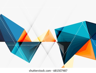 Triangular low poly vector a4 size geometric abstract template. Multicolored triangles on light background, futuristic techno or business design