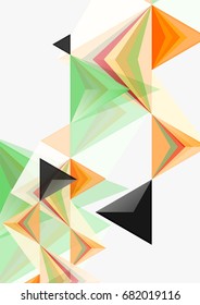 Triangular low poly vector a4 size geometric abstract template. Multicolored triangles on light background, futuristic techno or business design