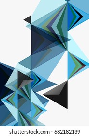 Triangular low poly vector a4 size geometric abstract template. Multicolored triangles on light background, futuristic techno or business design