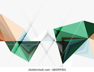 Triangular low poly vector a4 size geometric abstract template. Multicolored triangles on light background, futuristic techno or business design