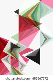 Triangular low poly vector a4 size geometric abstract template. Multicolored triangles on light background, futuristic techno or business design
